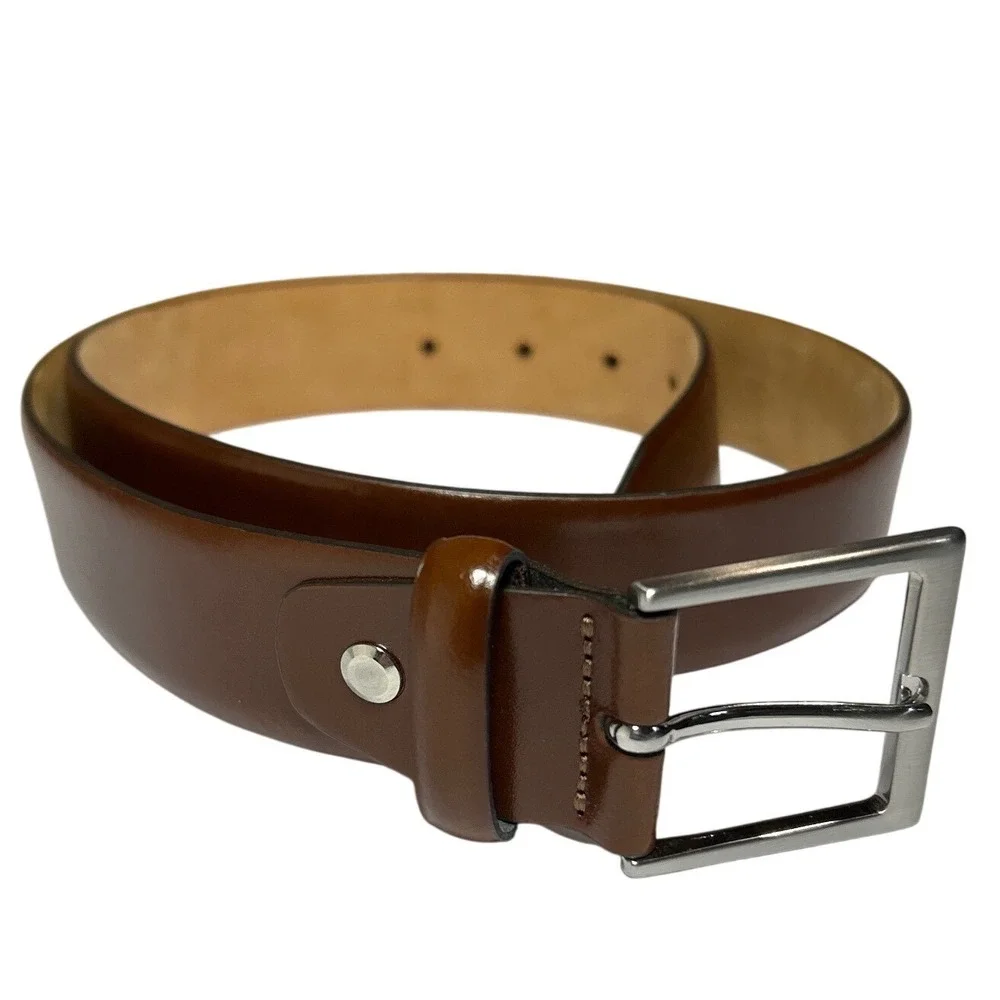 Suitsupply Mens Cognac Brown Genuine Leather Dress Belt Made in Italy Size 34